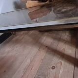 Table de salon en chrome, laiton et verre
