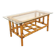 Vintage coffee table in transparent glass and rattan from the 1970s.