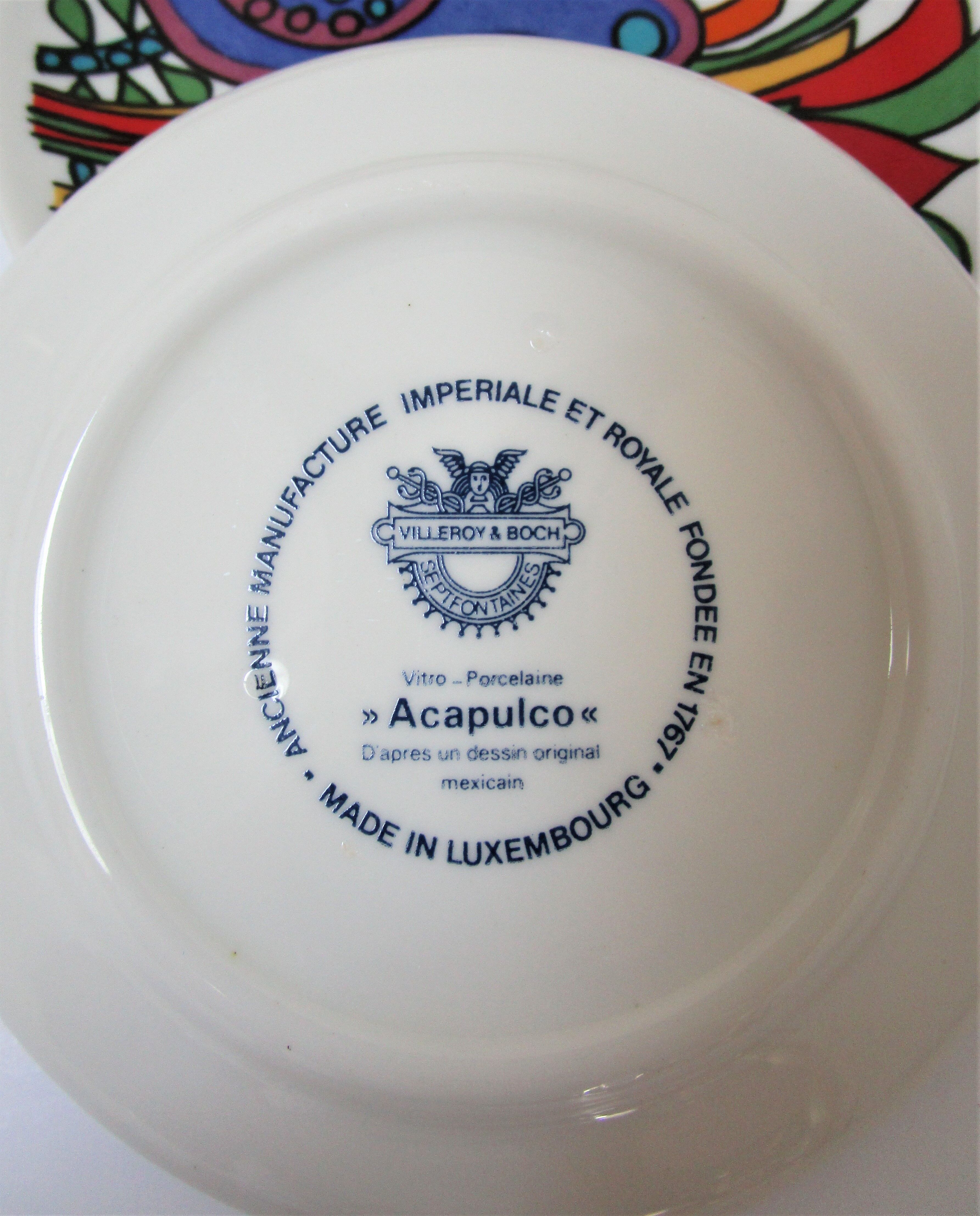 Six butter plates Acapulco Villeroy and Boch 70s