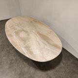 Vintage oval travertine dining table, 1970s