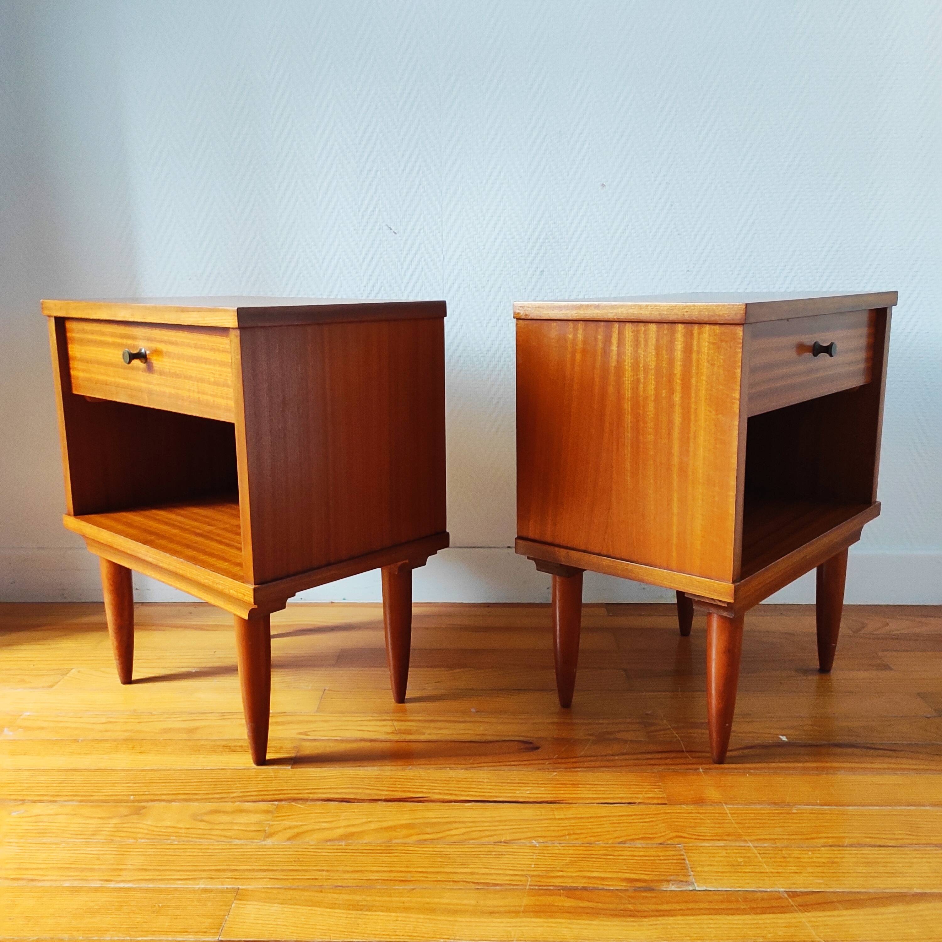 Pair of Vintage 1960s Scandinavian Bedside Tables