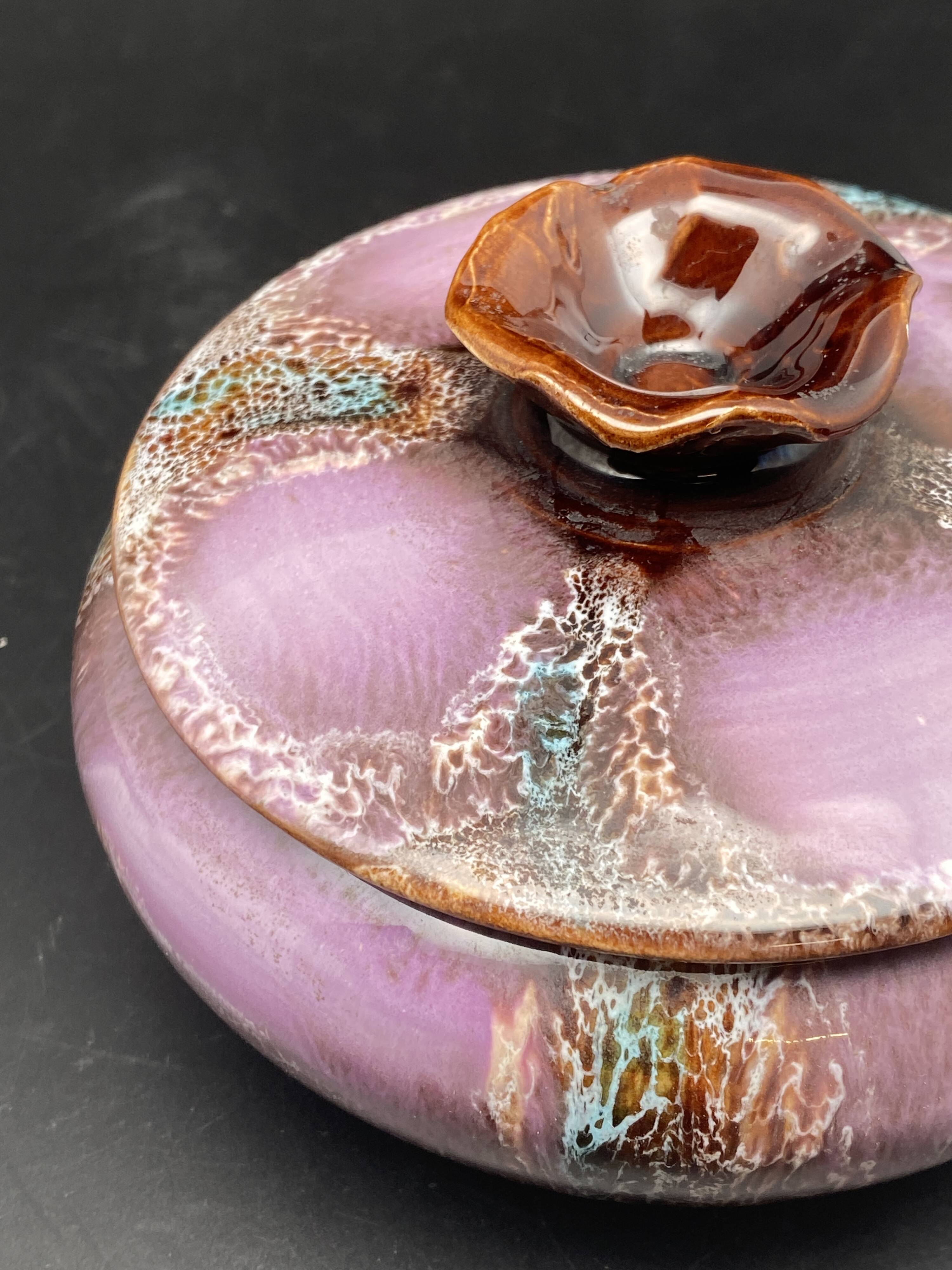 Purple round ceramic box