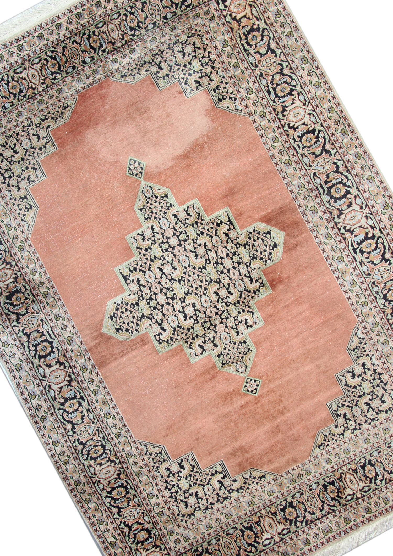 Oriental pakistani area rug orange wool carpet- 135x185cm
