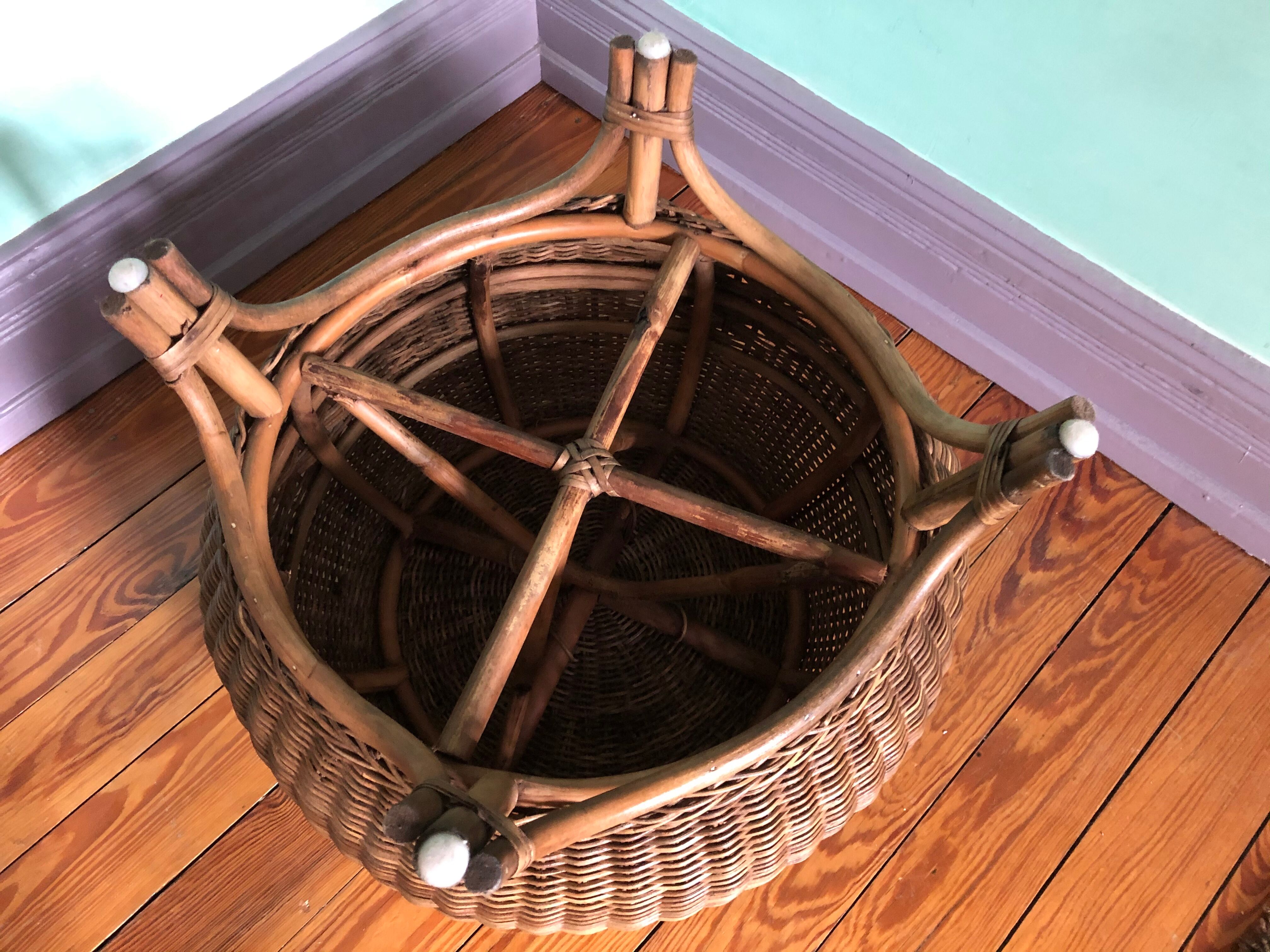 Ottoman stool in rattan from the 60s