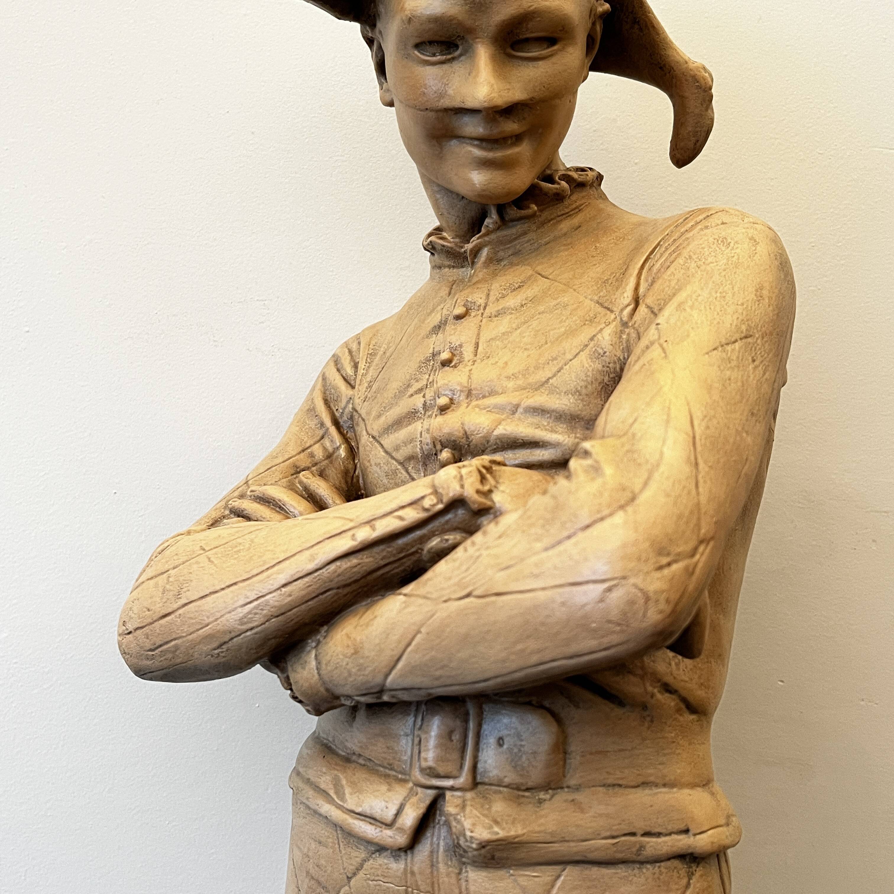 Charles René de Saint-Marceaux 'Harlequin' terracotta sculpture, 19th century