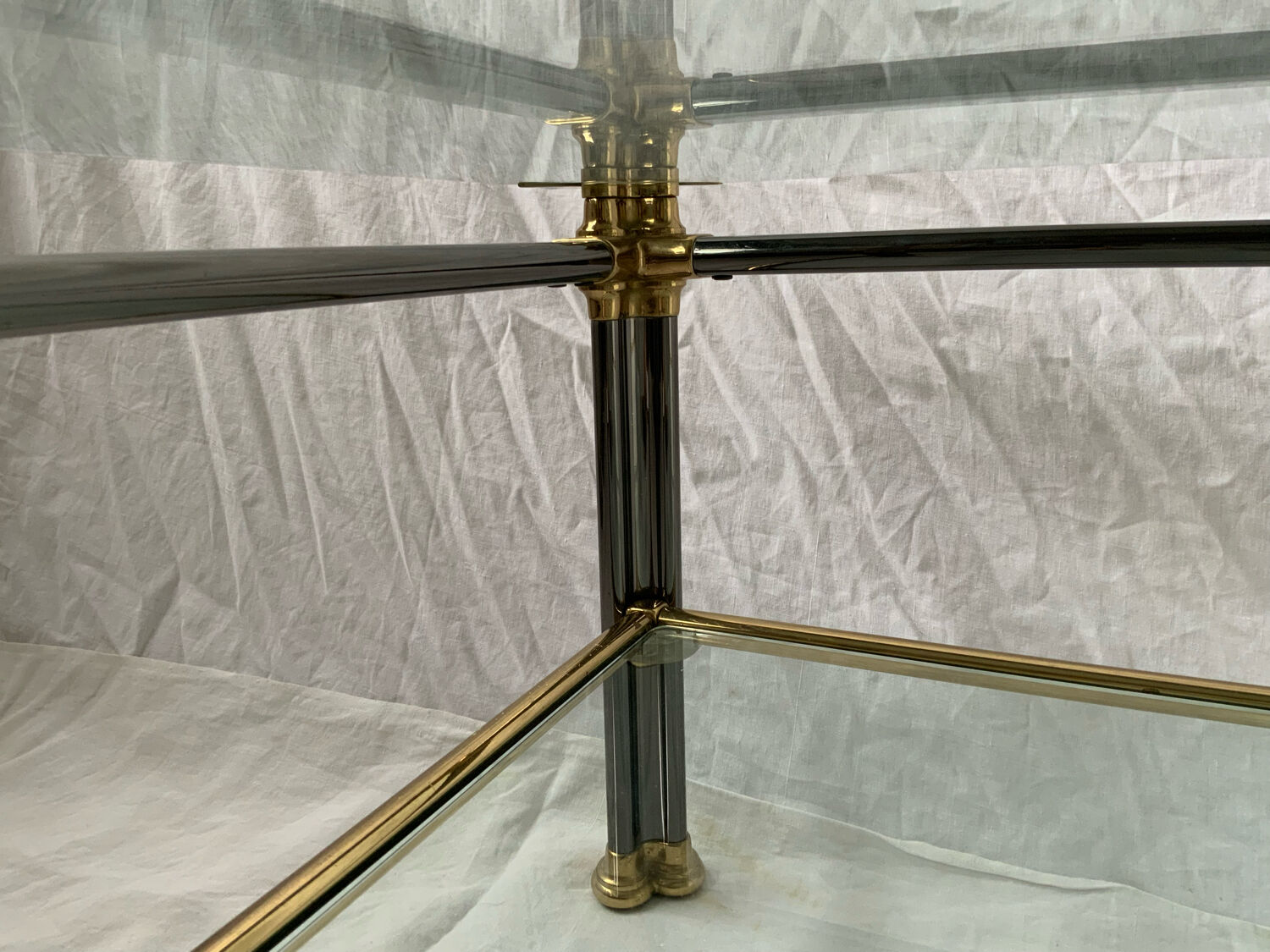 Glass and brass coffee table