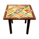 Wooden table with geometric decoration
