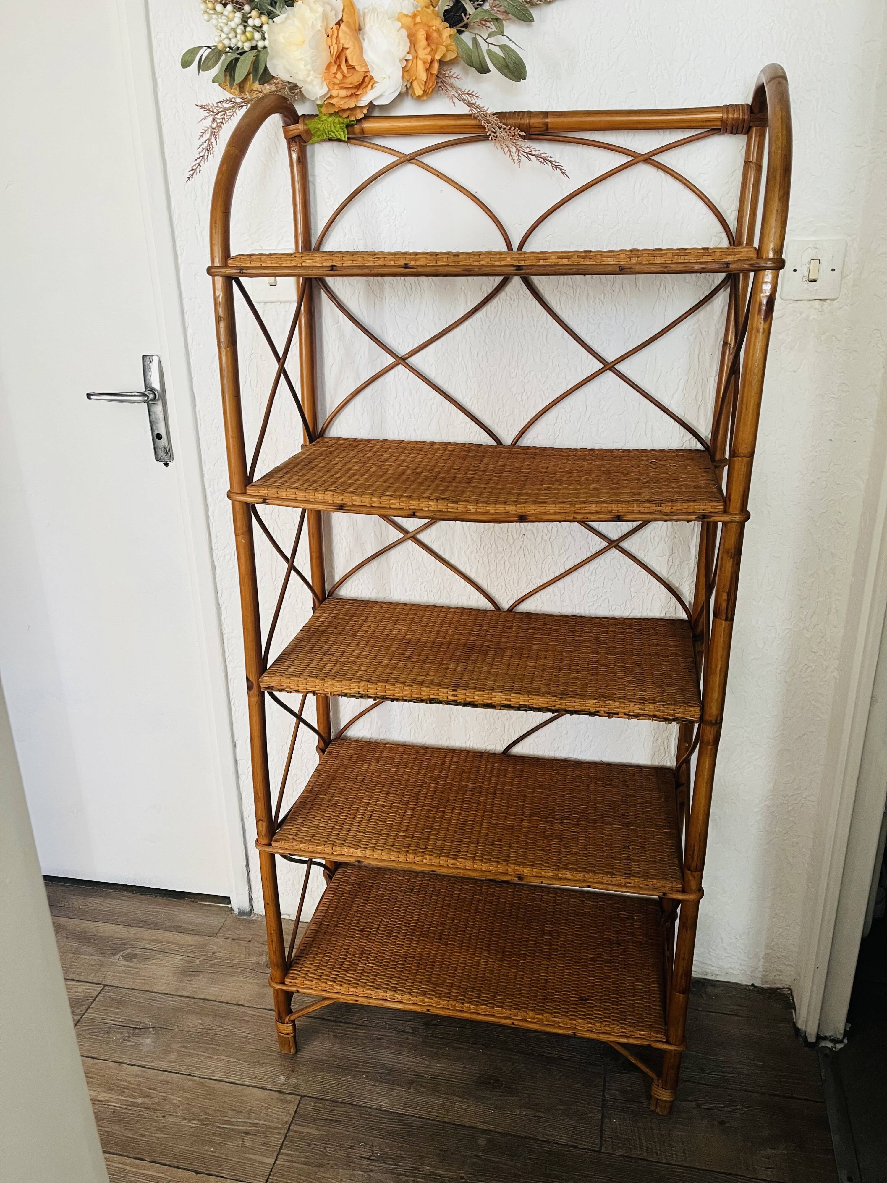 Rattan bookcase shelf