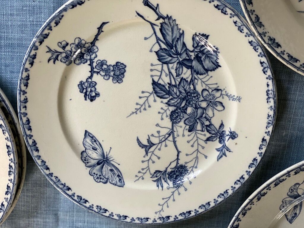 Lot of 7 plates, motiv flower and butterfly