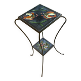 Vintage wrought iron and ceramic side table from Vallauris