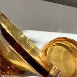 Vintage Bohemian orange crystal sugar bowl/candy dish