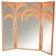 3-panel rattan and mirrored room divider