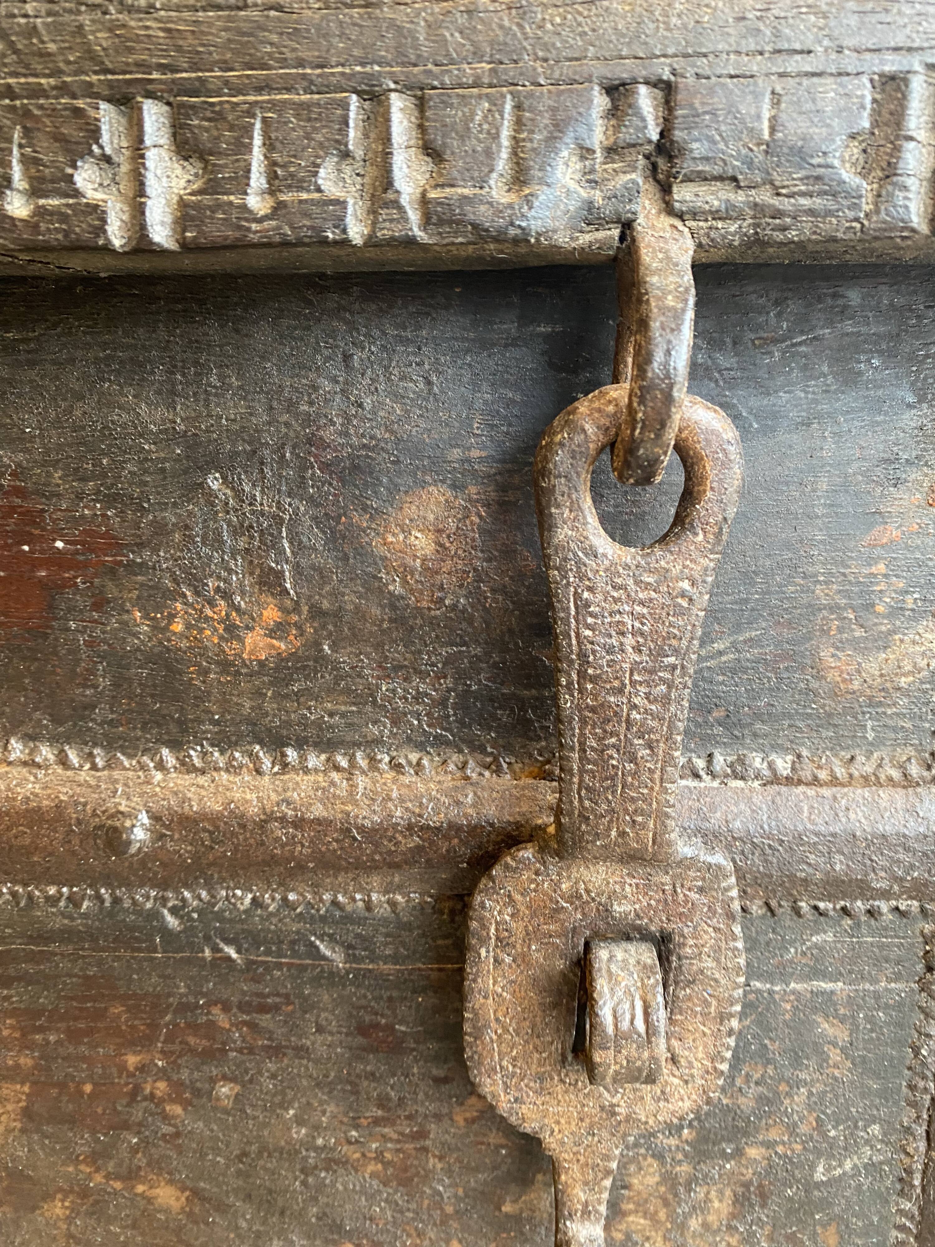 Large Indian chest on wheels early 20th century