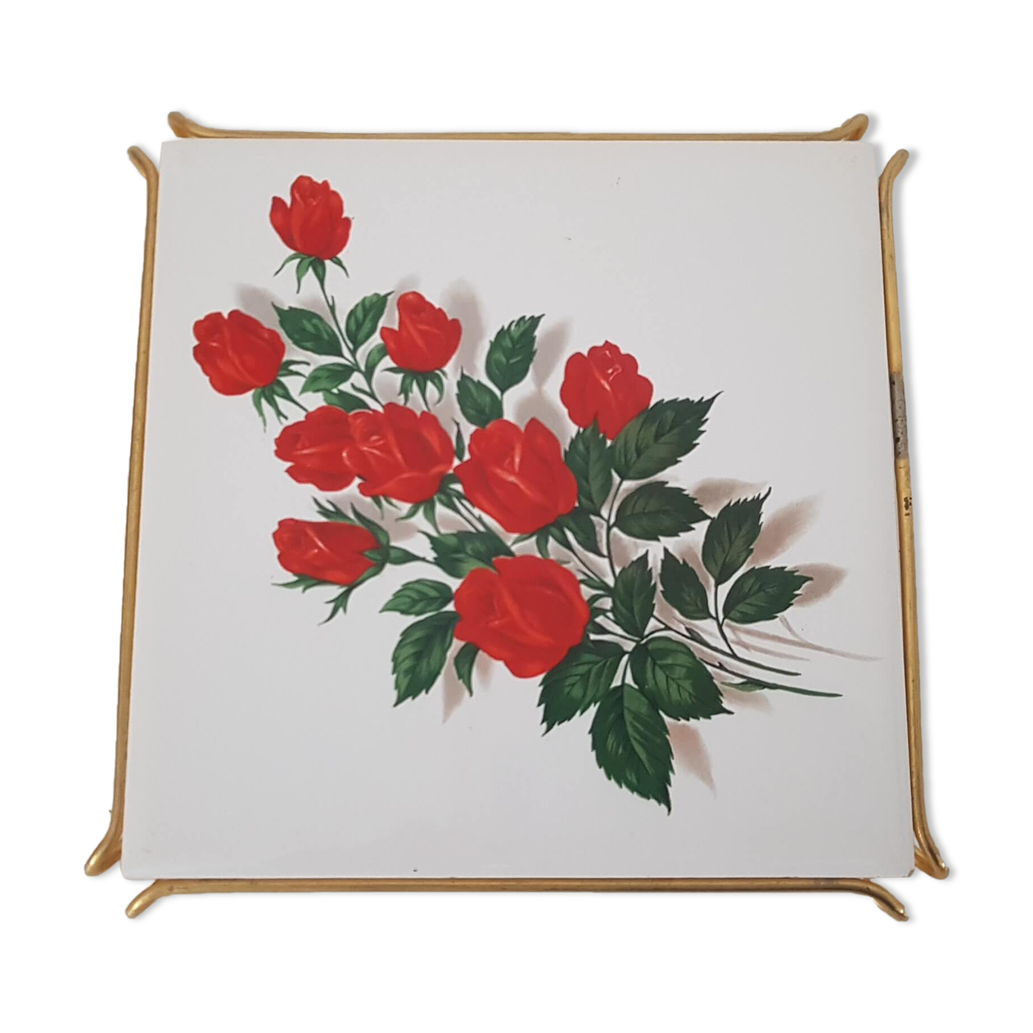 Underside faience bouquet of roses- Vintage