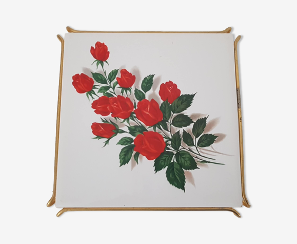 Dessous de plat faience bouquet de roses vintage