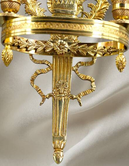 Paire Appliques en Bronze Doré, Style Directoire, Deux lumières