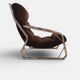 Chrome tubular lounge chair with corduroy – Space Age style 1970