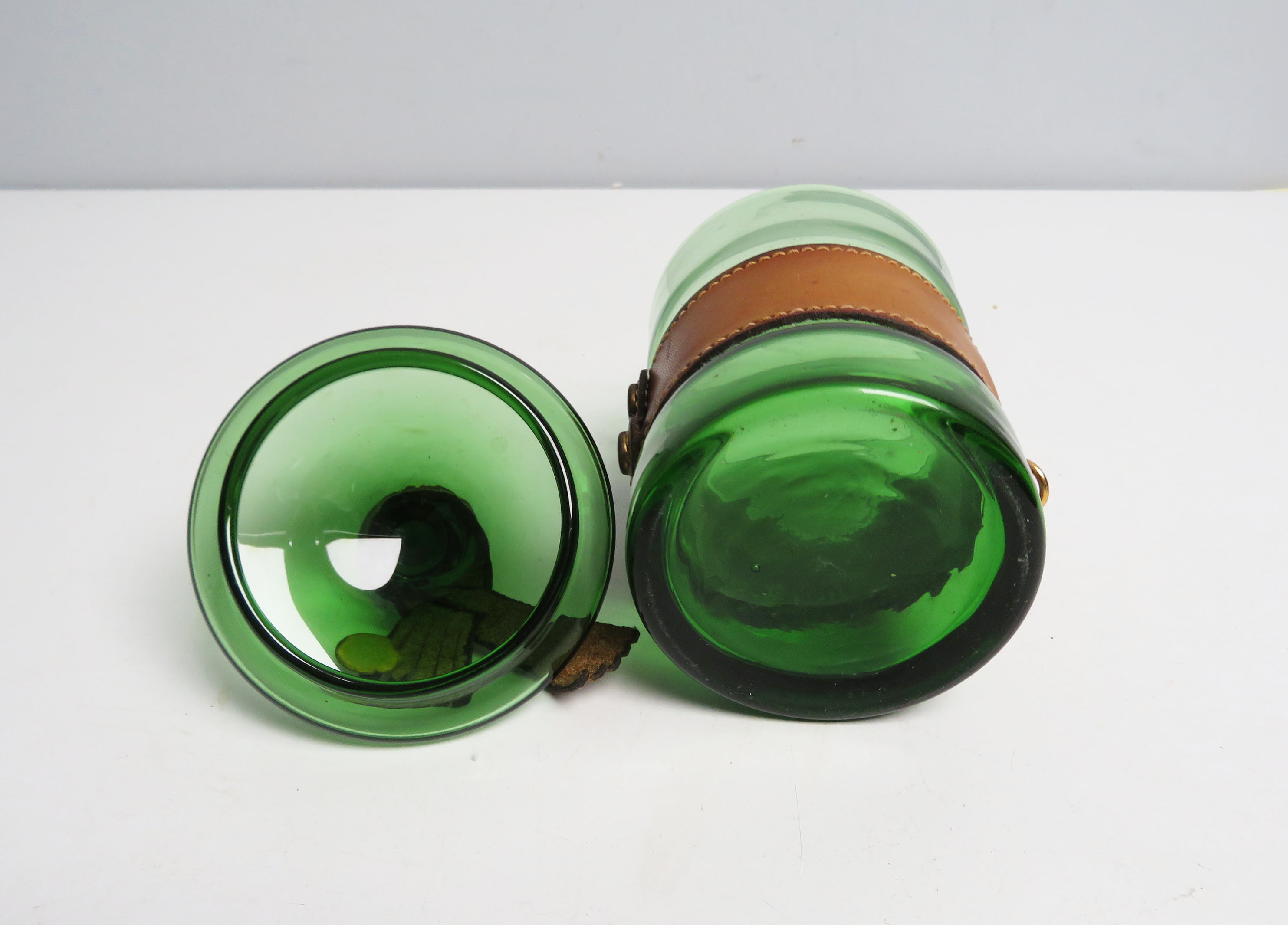 Vintage green glass bathroom container