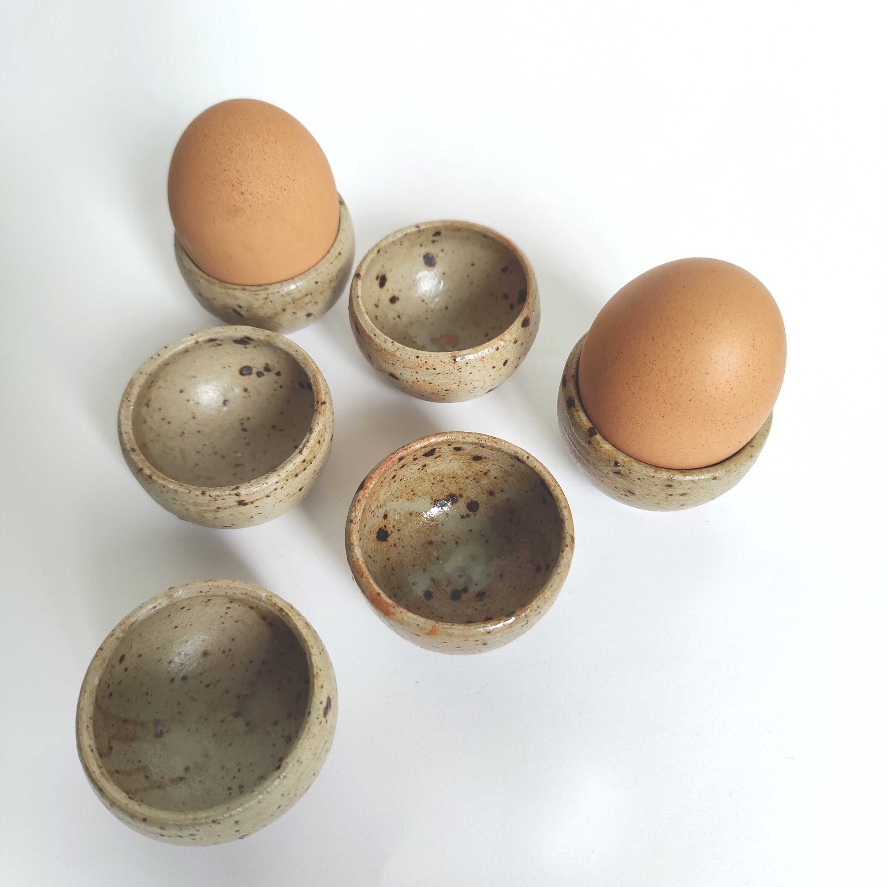 Set of 6 vintage stoneware egg cups