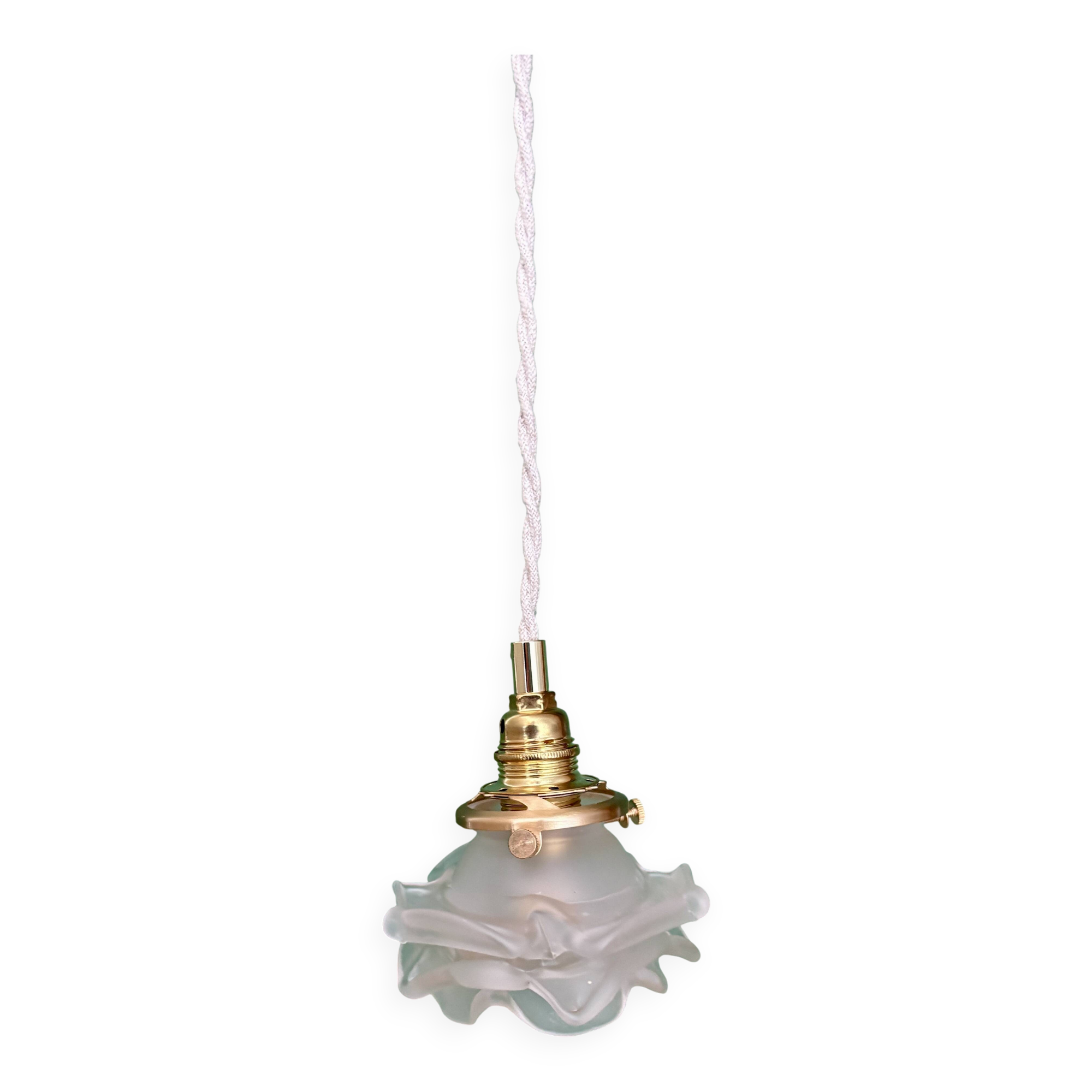 Vintage frosted glass tulip flower pendant light