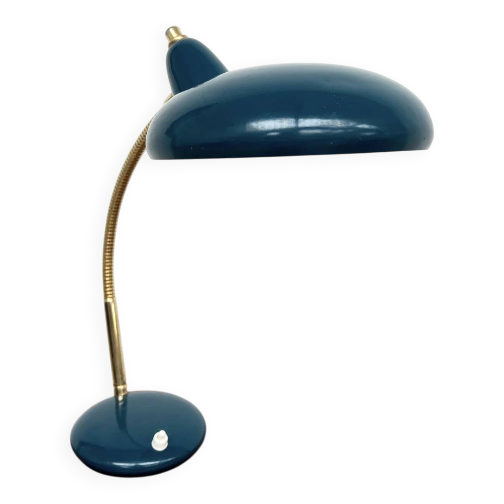 Adjustable table lamp — Duck blue and gold metal — 1960s