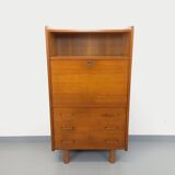 Vintage oak secretary storage furniture from the 1950s and 60s.