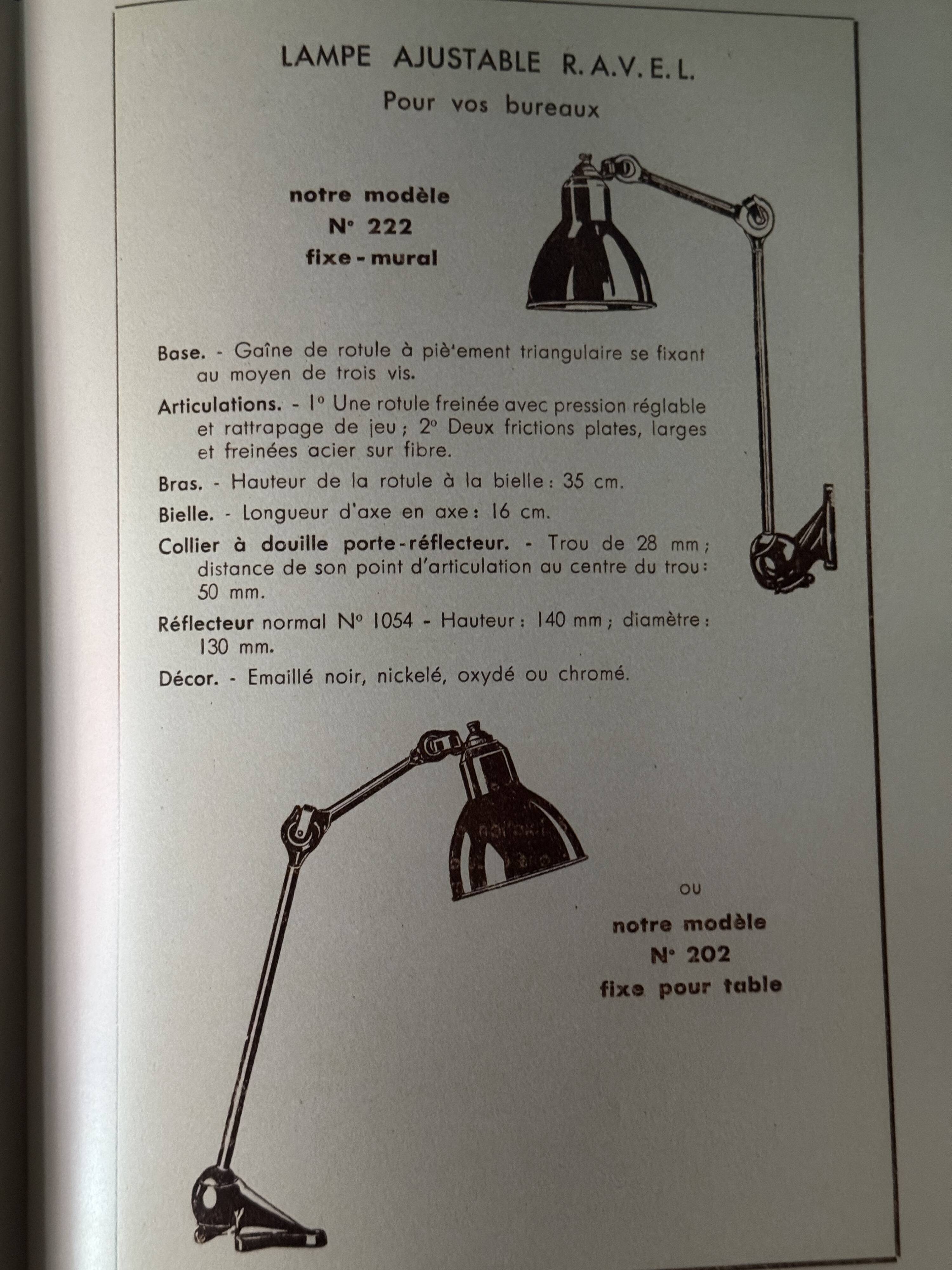 ANCIENNE APPLIQUE  INDUSTRIELLE LAMPE GRAS RAVEL N° 202