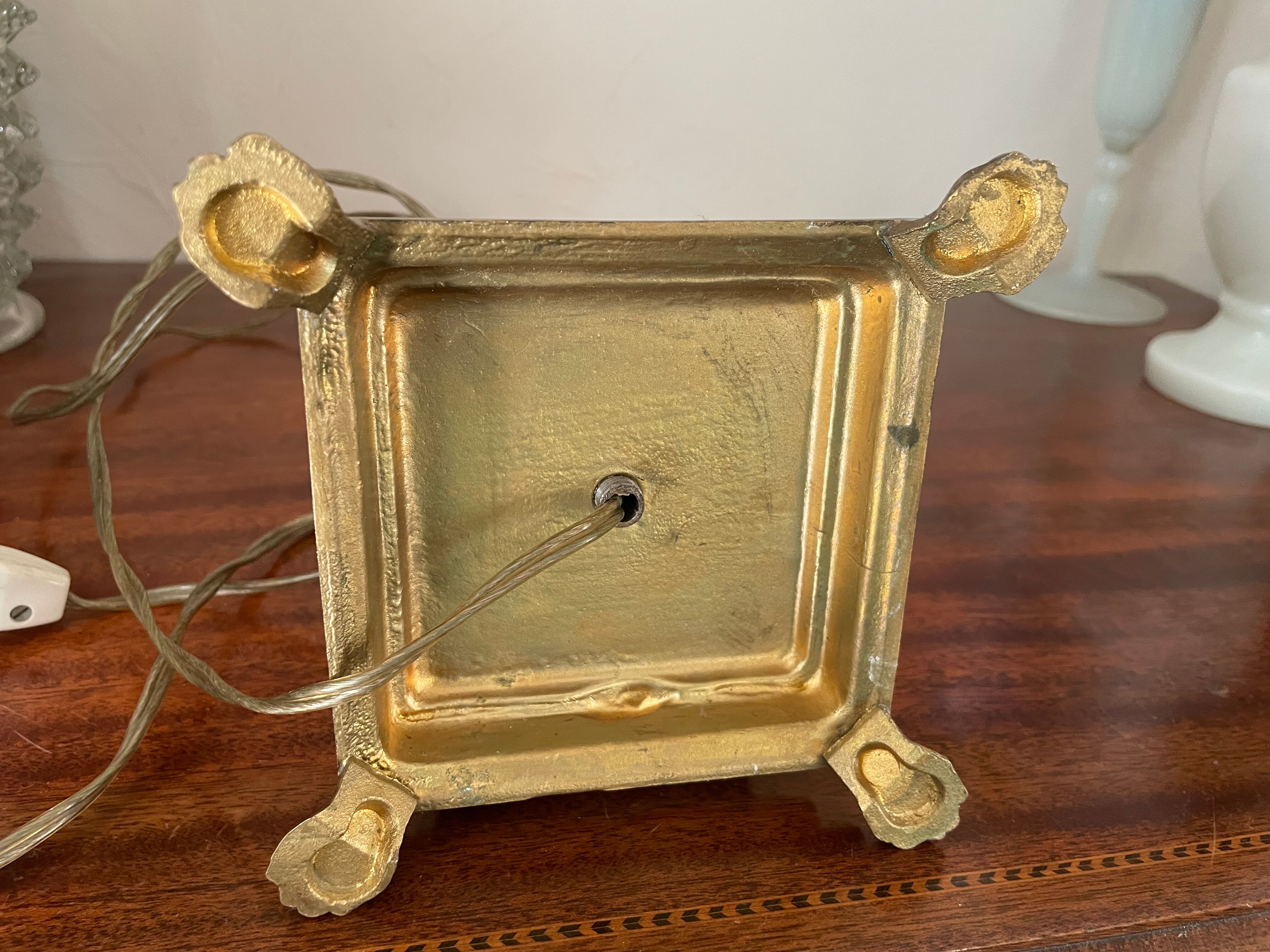 Column lamp in gilded bronze and marble 36cm