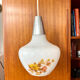 Lustre suspension vintage années 70 globe verre fleuri