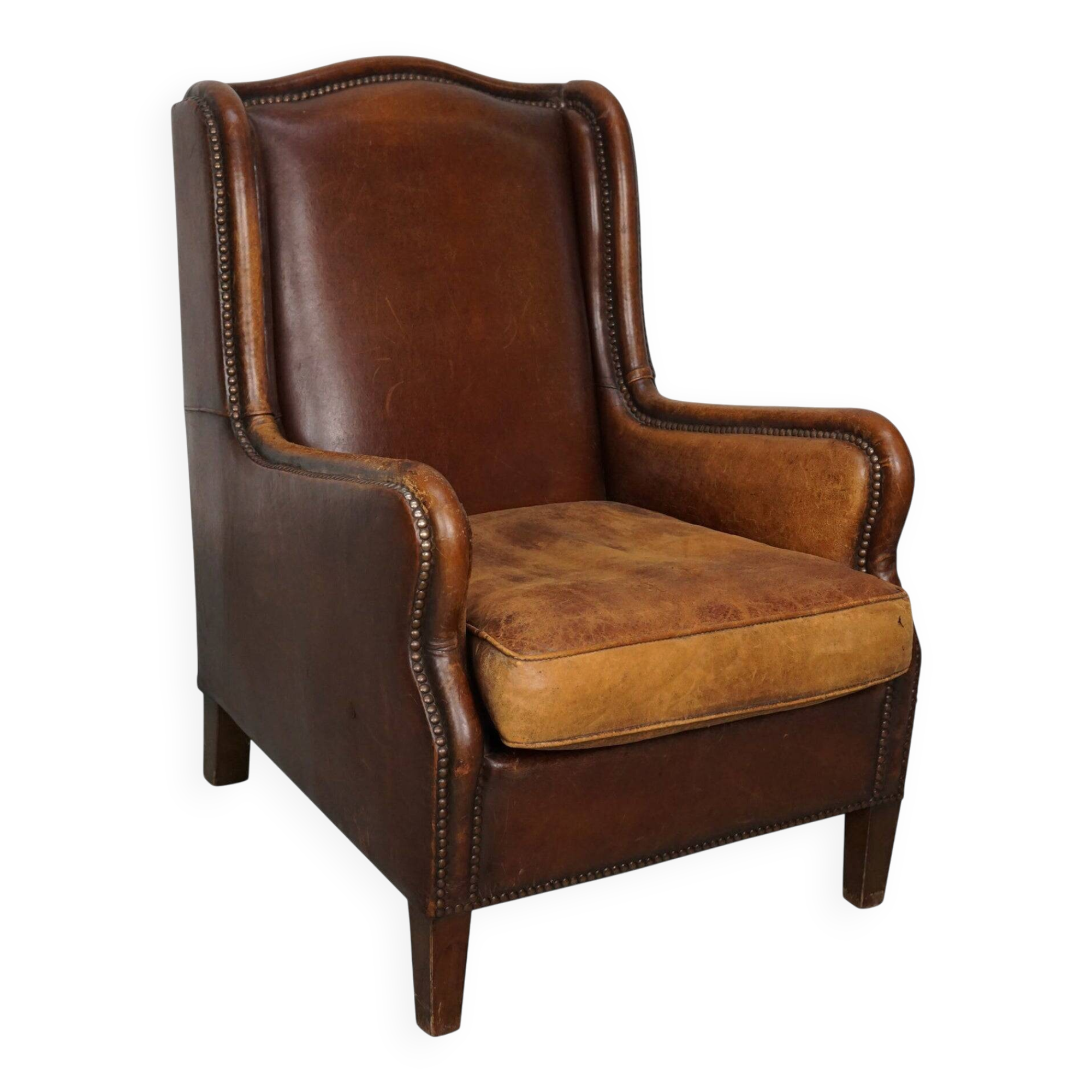Vintage Dutch Club Chair in Cognac Leather