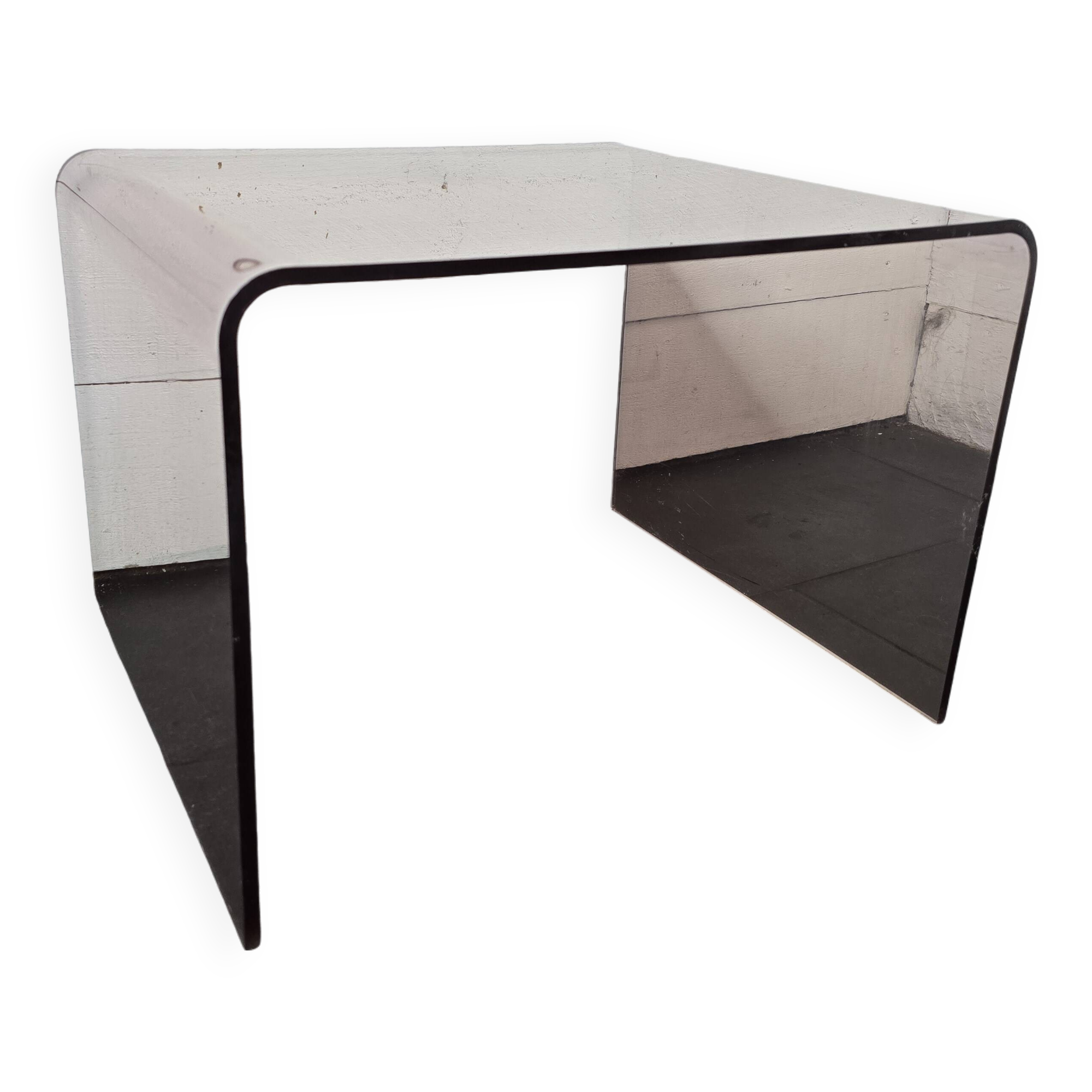 Smoked plexiglass side table from the 70s