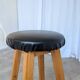 Vintage Wooden Bar Stool: Black Leather Seat, Mid-Century Bistro Style