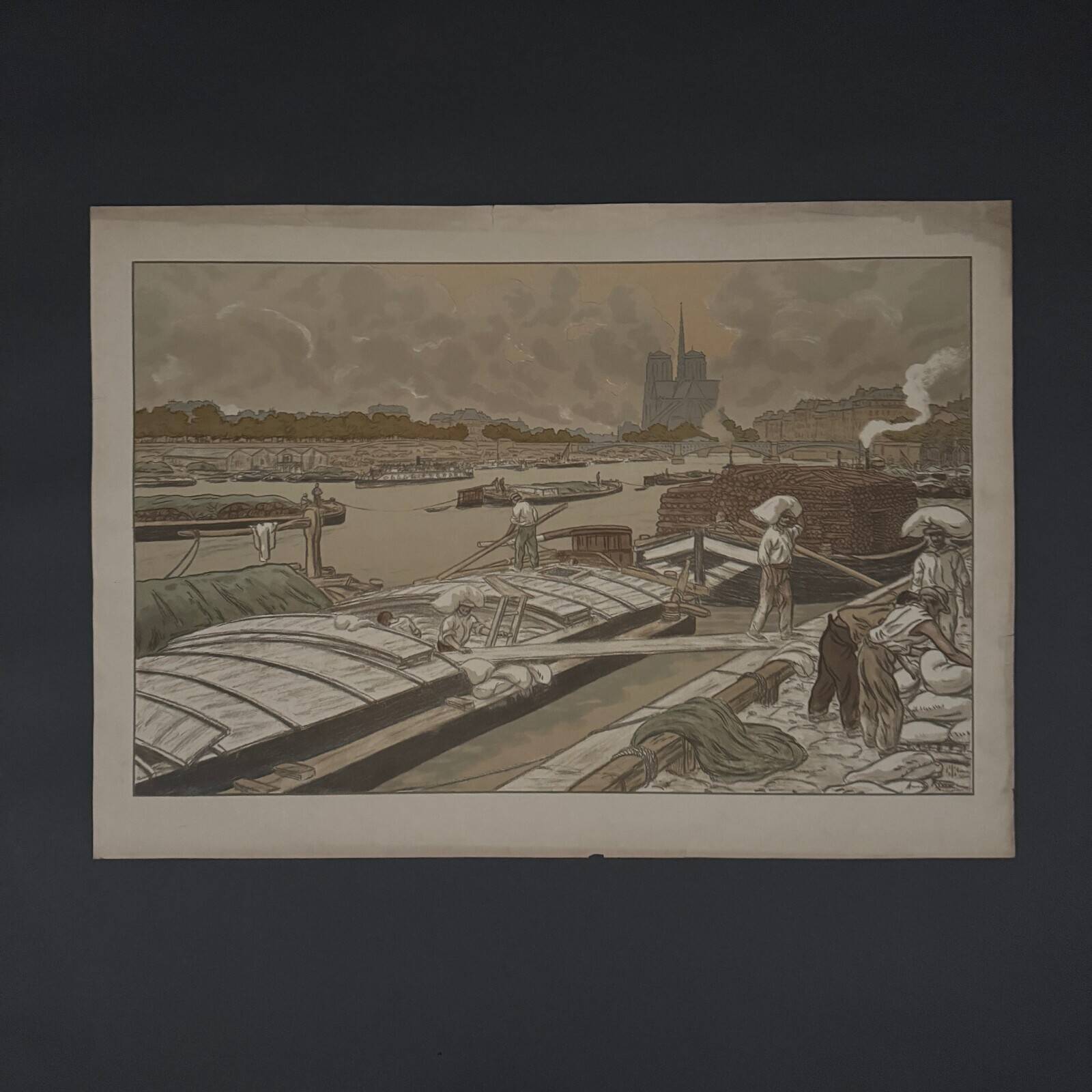 Lithograph by Henri Rivière Parisian Landscapes - Quai d'Austerlitz