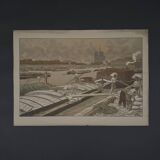 Lithograph by Henri Rivière Parisian Landscapes - Quai d'Austerlitz