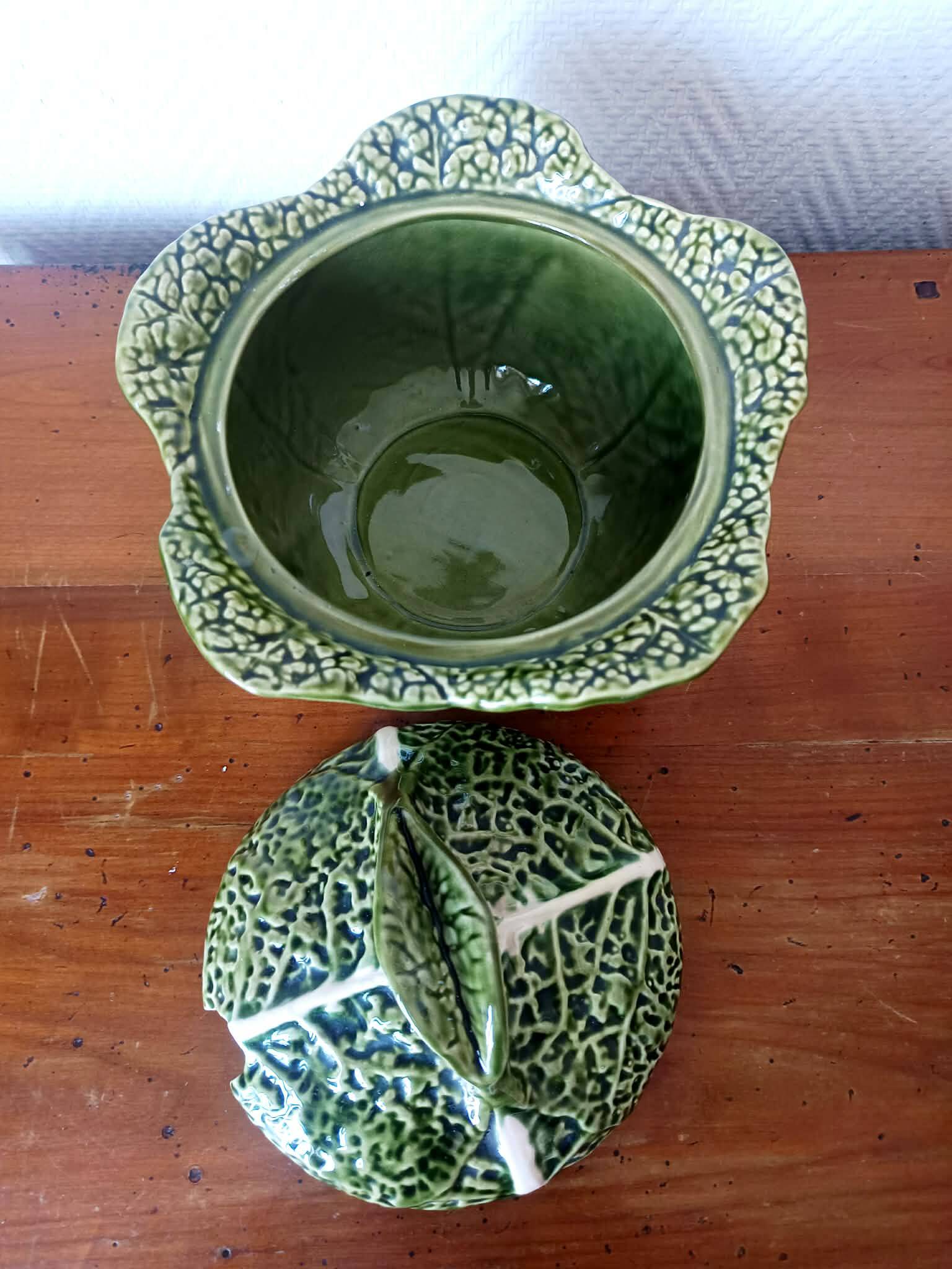 Vintage soup tureen cabbage in faience