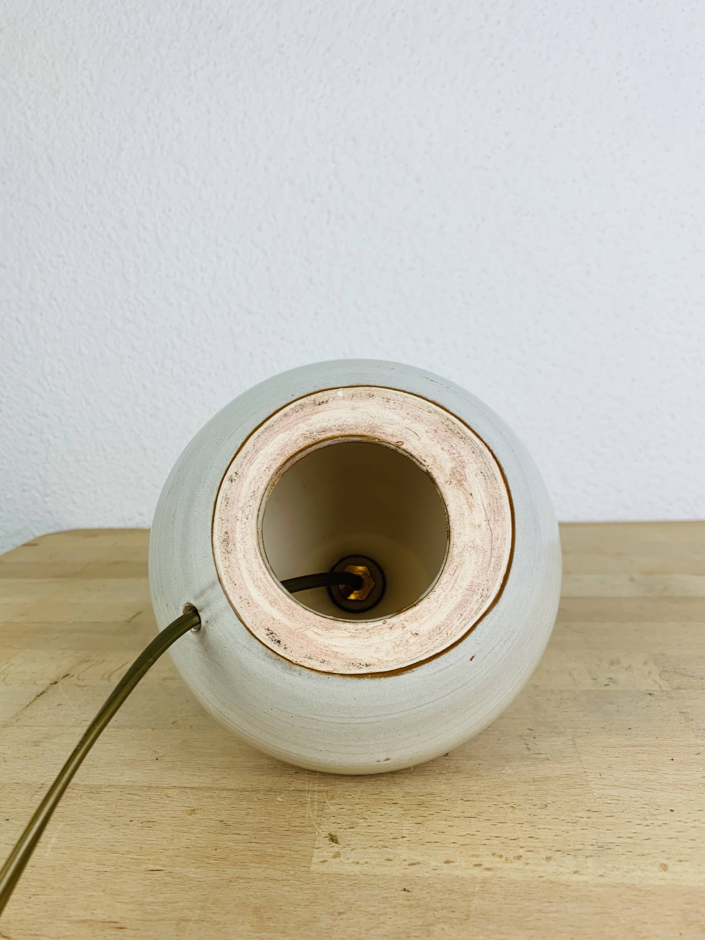 Vintage stoneware ball lamp, ceramic from the 70s