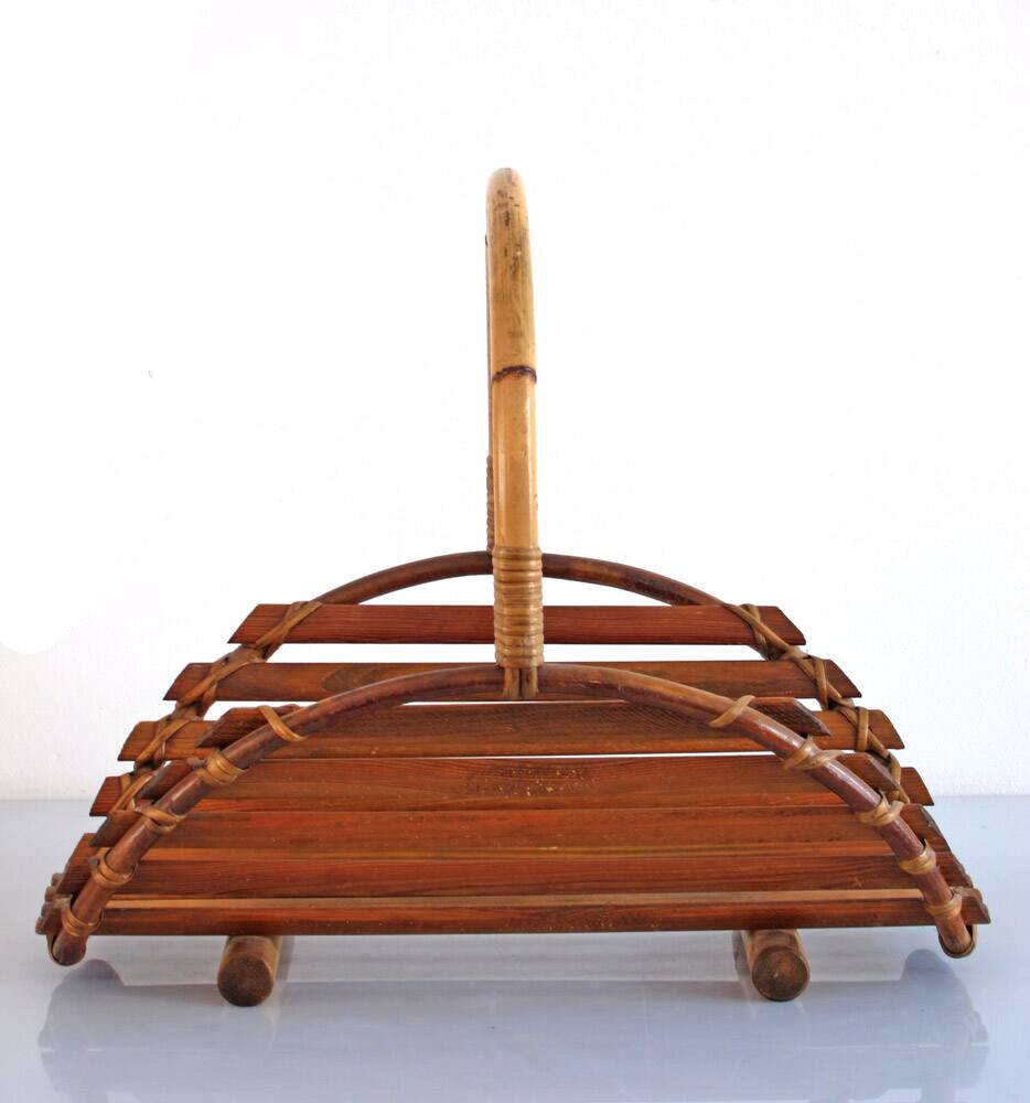 Vintage 1950s Bamboo Japanese Magazine Rack