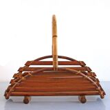 Vintage 1950s Bamboo Japanese Magazine Rack