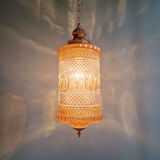 Large glass and brass suspension, lantern type, 1960.