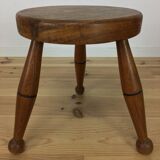 Tabouret tripode chêne massif art déco
