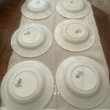 6 opaque porcelain soup plates from Gien, Montigny model