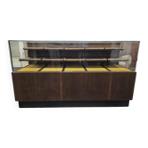 Comptoir / vitrine de magasin vintage en bois