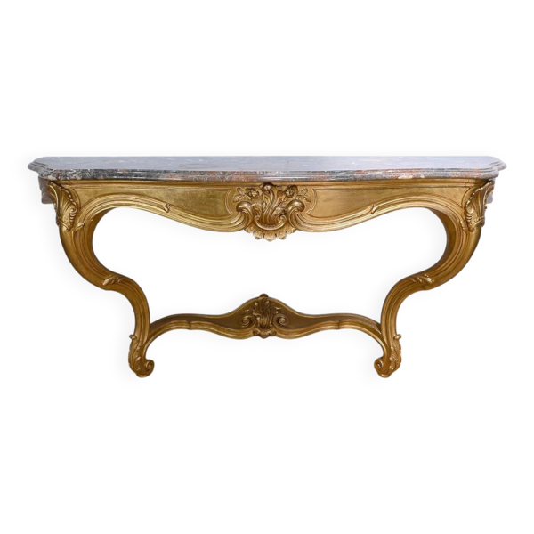 Importante Console d’Applique en Bois Doré, style Louis XV – Début XXe
