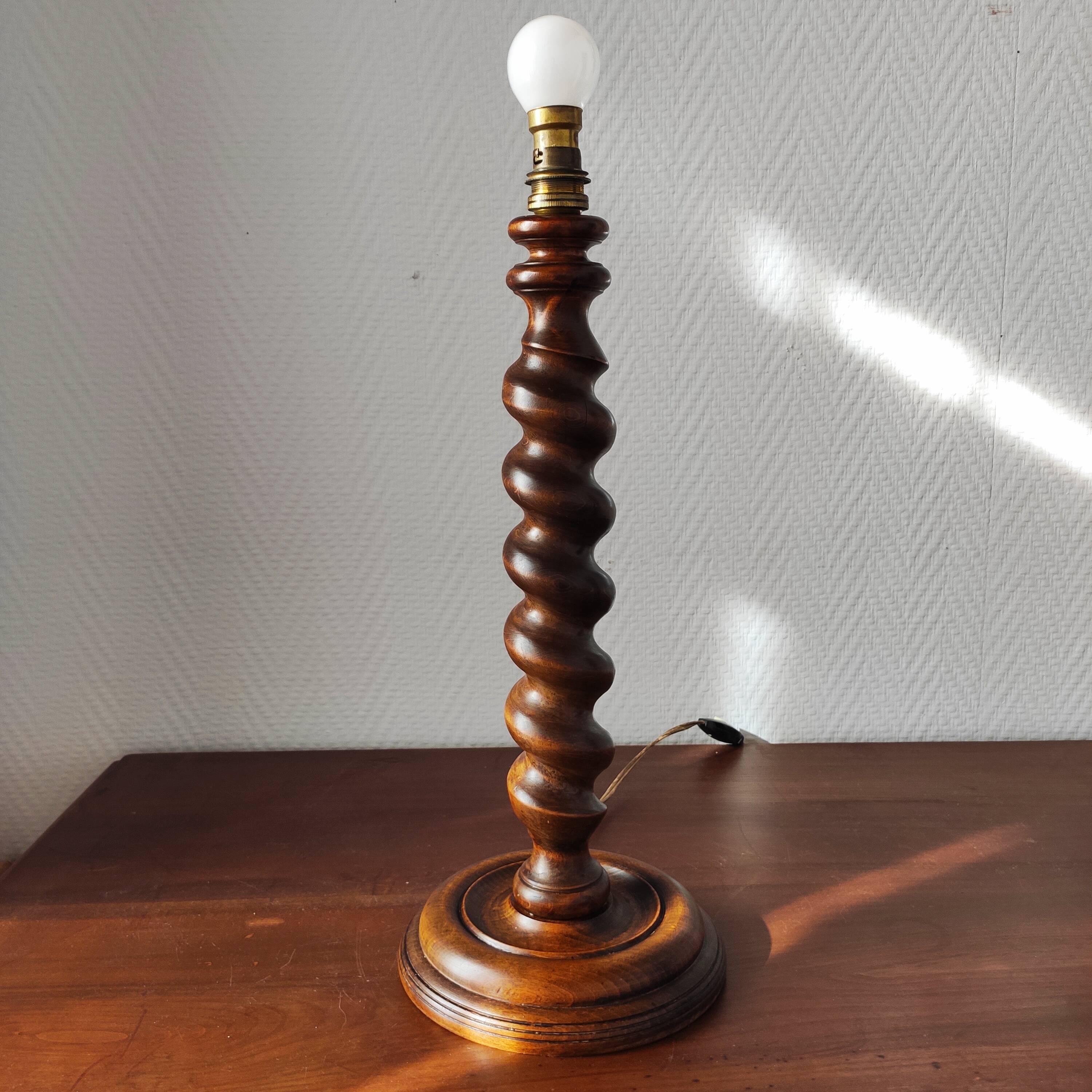 Vintage turned wooden lamp base – France 1950-60