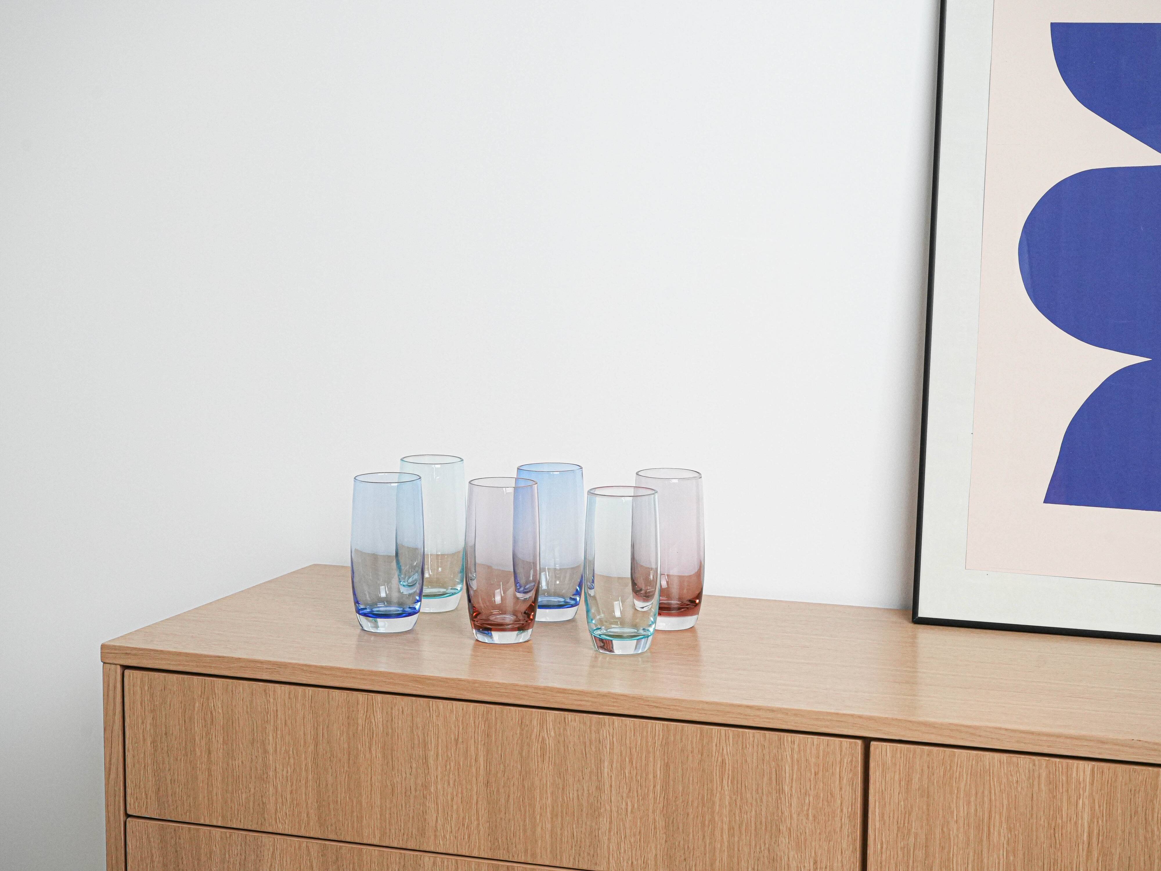 Set of colourful glasses, Italian design, 1980s, production: Italy