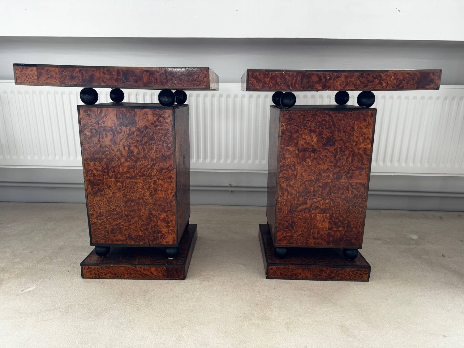2 marquetry side tables