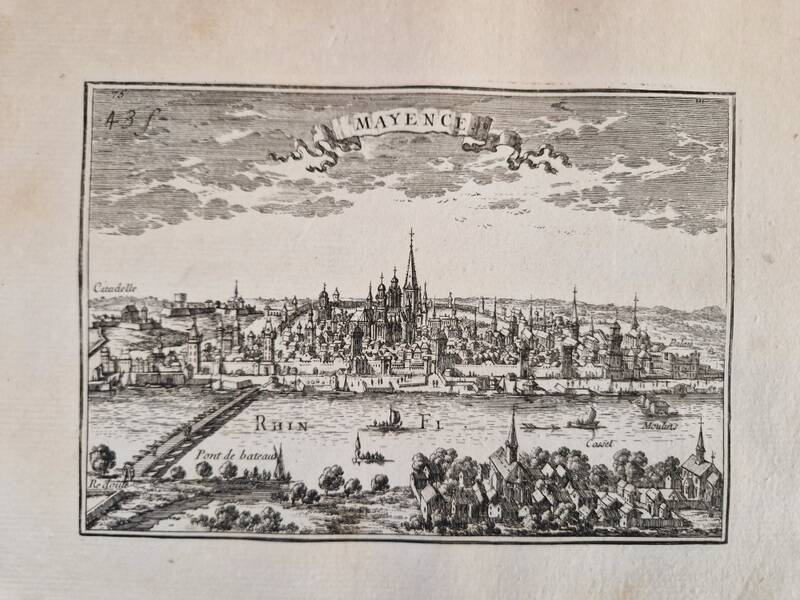 17th century copper engraving "Mainz" By Sébastien de Pontault de Beaulieu (1612-1674)