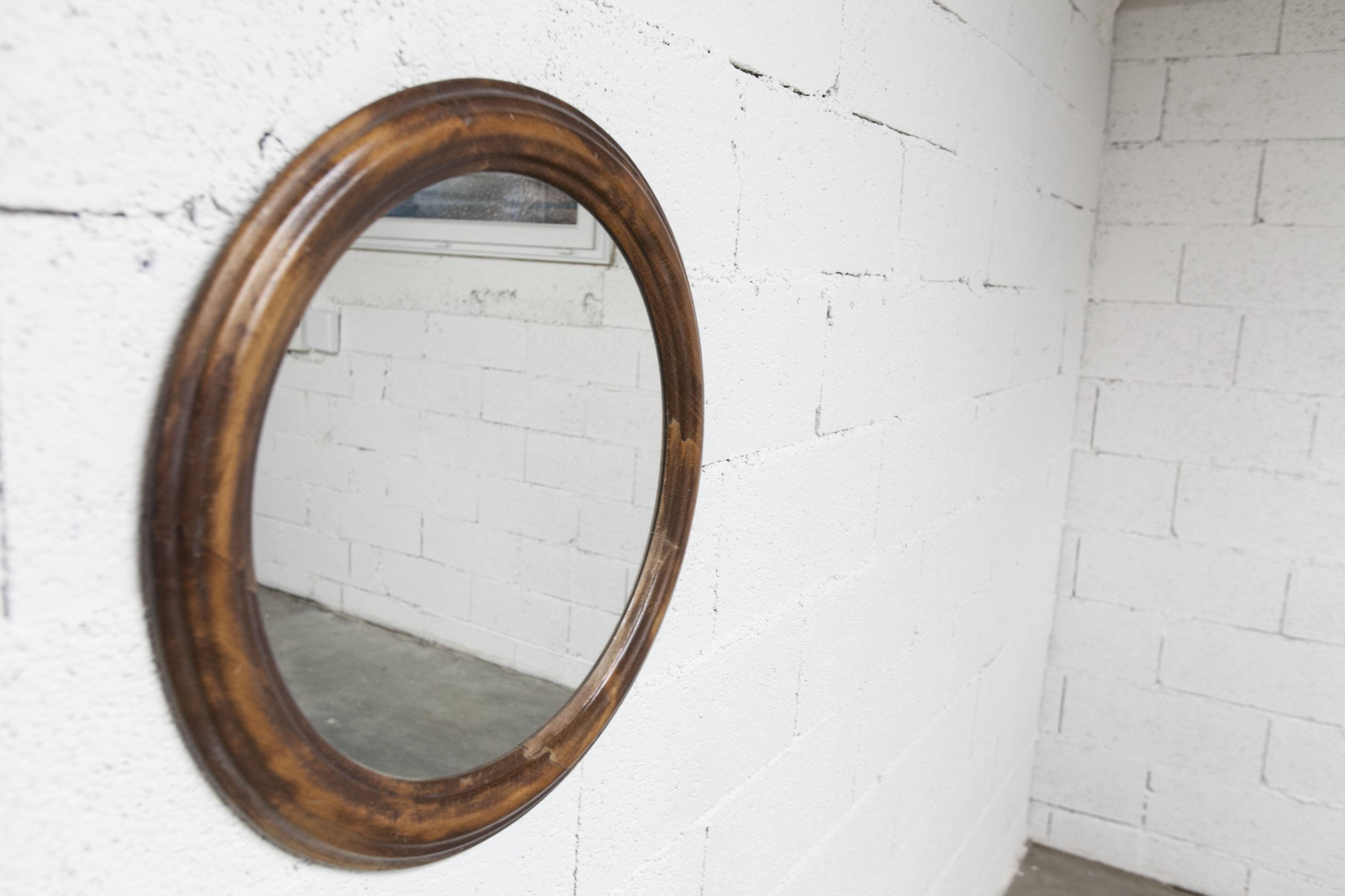 Round mirror, 1930s, wood, 58cm diameter
