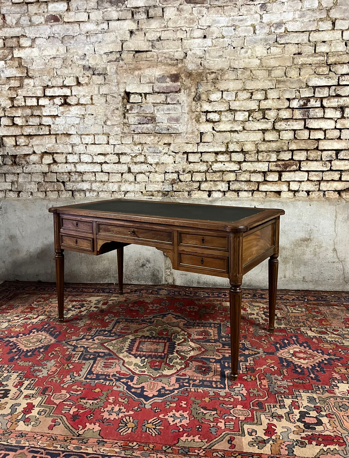 Flat mahogany desk Louis XVI XIX style Century