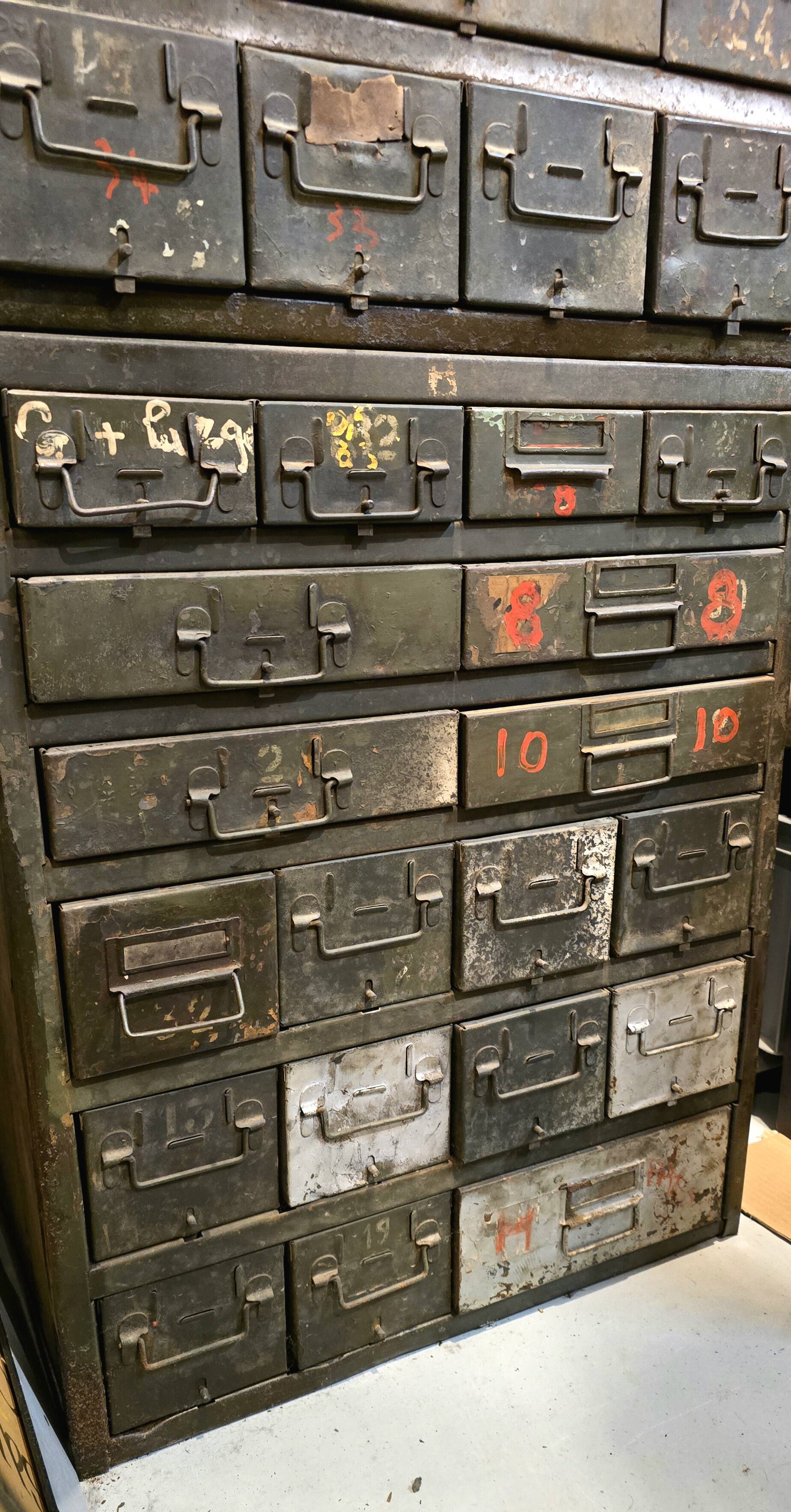 Military establishment - Two metal military mechanic's servants